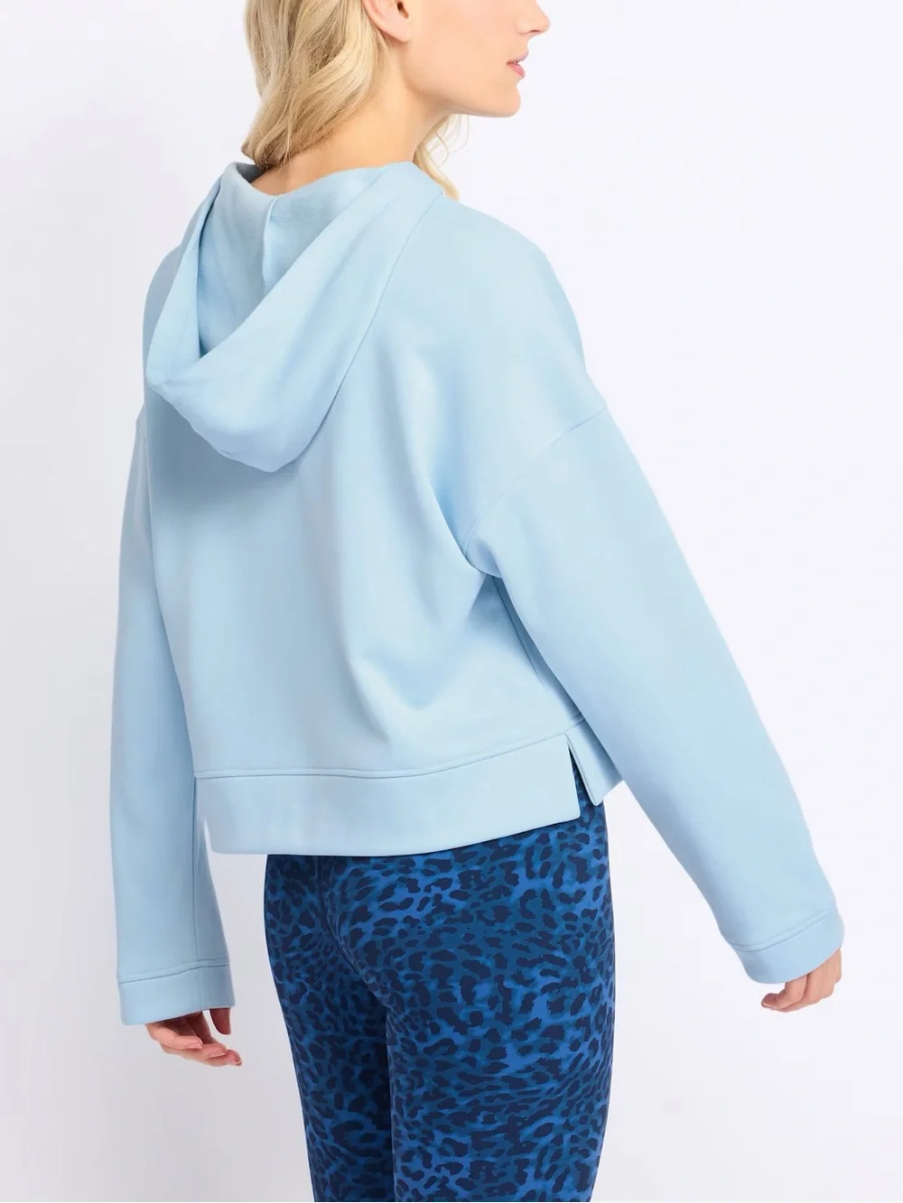 Thrive Societe Blue Luxe Shirred Sleeve Mid Length Hoodie - Picture 7 of 7